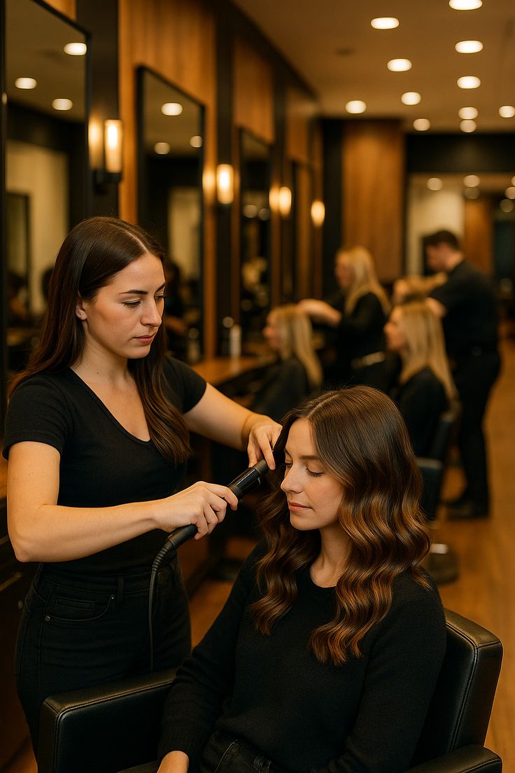 Hairstyling student during a practical session